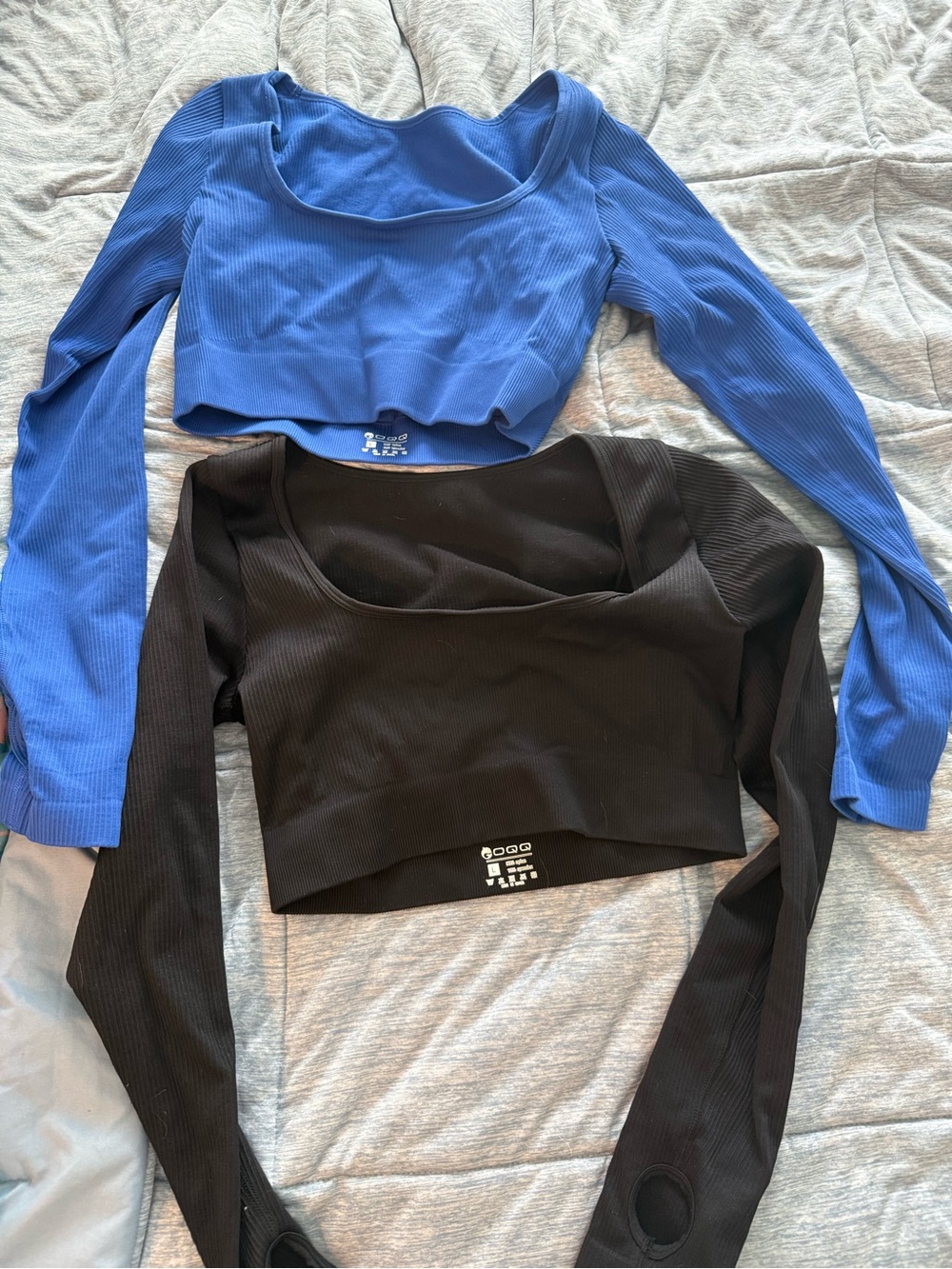 Long-Sleeve Scoop Neck Crop Top